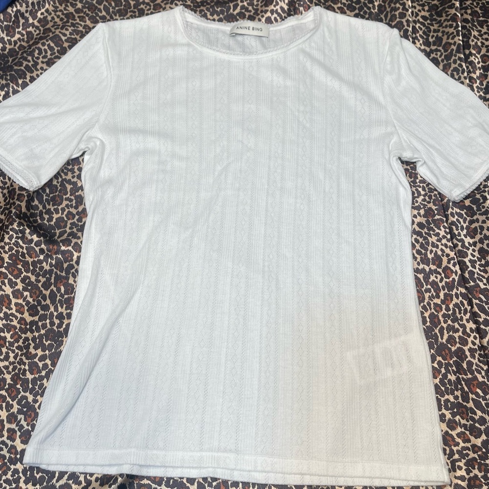 Anine Bing Short Sleeve Ribbed Shirt